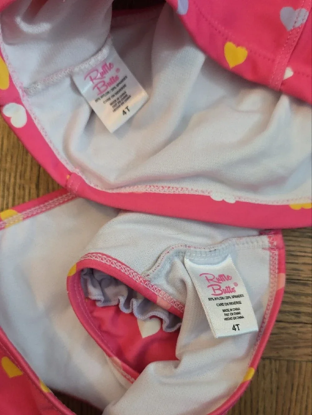 Ruffle Butts Pink Heart Swim Set, 4T